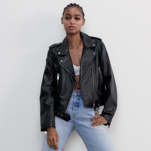 Zara faux leather biker jacket